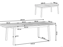 Mesa De Jardim Extensivel Em Madeira De Acacia Escura 180/240 X 100 Cm Cesana