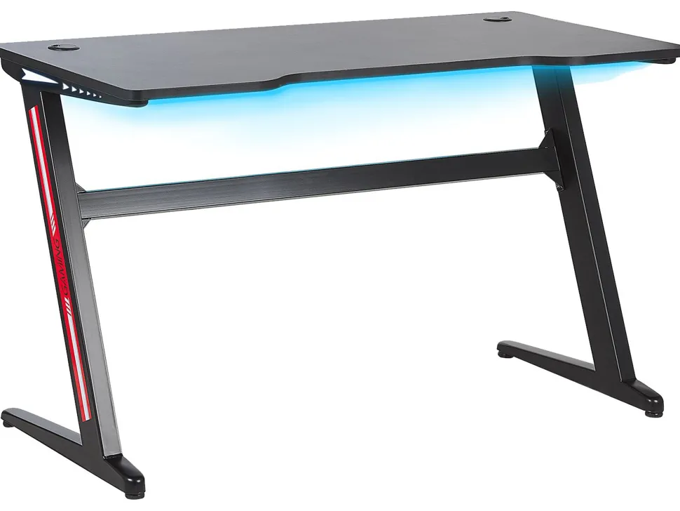 Mesa Gaming Preta Com Iluminação Led Rgb 120 X 60 Cm Darfur