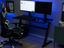 Mesa Gaming Preta Com Iluminação Led Rgb 120 X 60 Cm Darfur