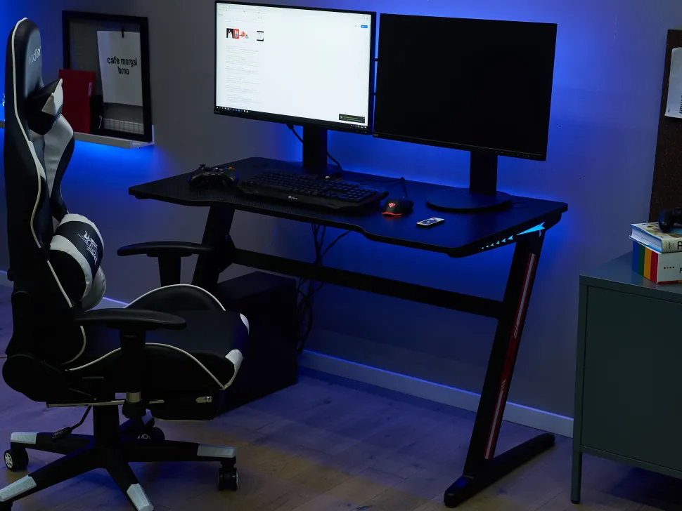 Mesa Gaming Preta Com Iluminação Led Rgb 120 X 60 Cm Darfur