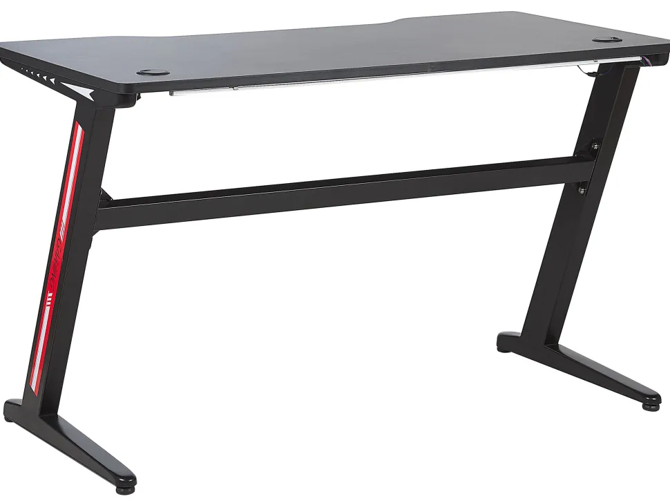 Mesa Gaming Preta Com Iluminação Led Rgb 120 X 60 Cm Darfur