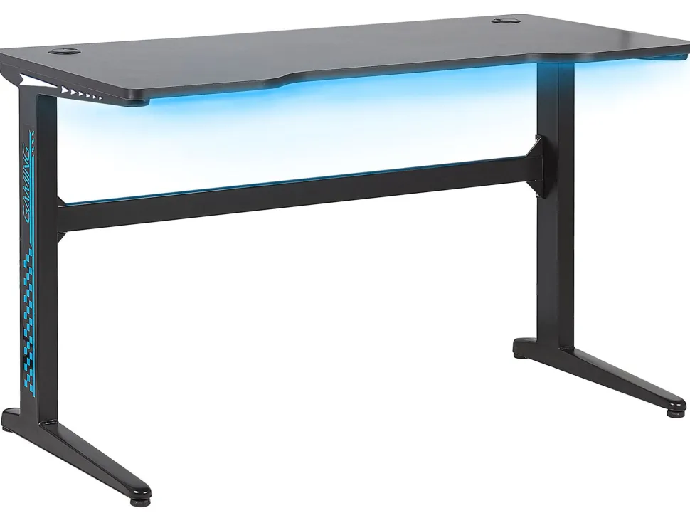Mesa Gaming Preta Com Iluminação Led Rgb 120 X 60 Cm Doran