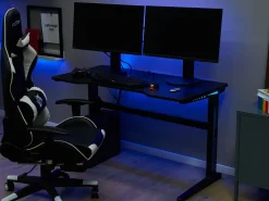 Mesa Gaming Preta Com Iluminação Led Rgb 120 X 60 Cm Doran