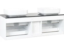 Mobiliario De Banho Branco Com Lavatorio Duplo E Espelhos Pilar