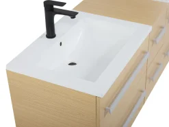 Movel De Casa De Banho Com Gavetas, 2 Lavatorios E 2 Espelhos Creme Madrid