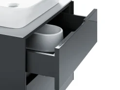 Movel De Casa De Banho Com Espelho Em Branco E Cinzento Escuro Manzon