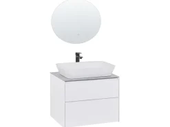 Movel De Casa De Banho Com Espelho Em Branco E Cinzento Manzon