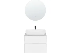 Movel De Casa De Banho Com Espelho Em Branco E Cinzento Manzon