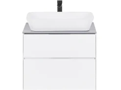 Movel De Casa De Banho Com Espelho Em Branco E Cinzento Manzon