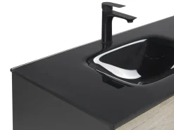 Movel De Casa De Banho E Espelho Castanho Claro E Preto 100 Cm Teruel