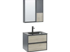 Movel De Casa De Banho E Espelho Castanho Claro E Cinzento 60 Cm Teruel