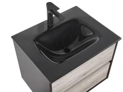 Movel De Casa De Banho E Espelho Castanho Claro E Preto 60 Cm Teruel