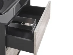 Movel De Casa De Banho E Espelho Castanho Claro E Preto 60 Cm Teruel