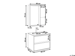 Movel De Casa De Banho E Espelho Castanho Claro E Preto 60 Cm Teruel