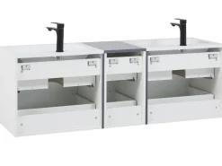 Movel De Casa De Banho E Gavetas Com 2 Lavatorios E 2 Espelhos Cinzento Madrid