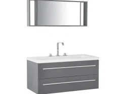 Movel De Casa De Banho Flutuante Com Lavatorio E Espelho Cinzento Almeria