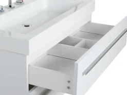 Movel De Casa De Banho Flutuante Com Lavatorio E Espelho Branco Almeria