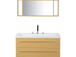 Movel De Casa De Banho Flutuante Com Lavatorio E Espelho Creme Almeria