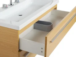 Movel De Casa De Banho Flutuante Com Lavatorio E Espelho Creme Almeria