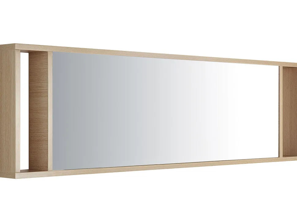 Movel De Casa De Banho Suspenso Com 2 Lavatorios E Espelho Creme Malaga