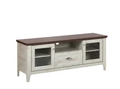 Movel De Tv Com 1 Gaveta E 2 Portas Branco E Cor De Madeira Escura Creme Medan