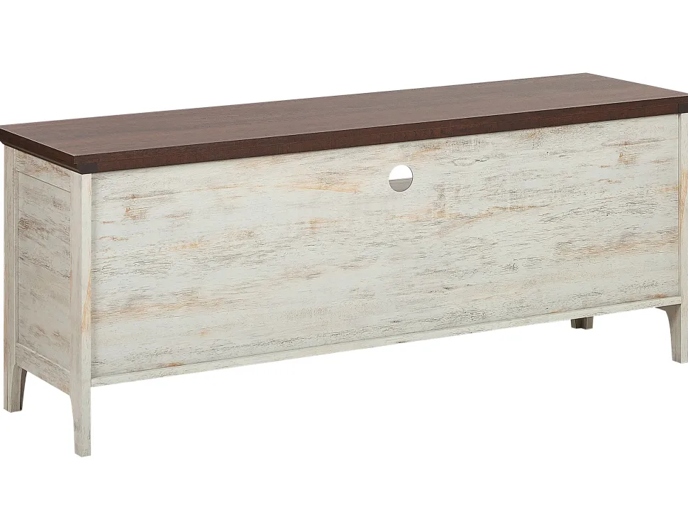 Movel De Tv Com 1 Gaveta E 2 Portas Branco E Cor De Madeira Escura Creme Medan