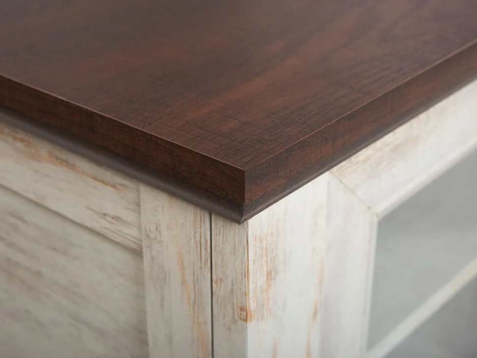 Movel De Tv Com 1 Gaveta E 2 Portas Branco E Cor De Madeira Escura Creme Medan