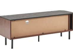 Movel De Tv Com 1 Gaveta E 1 Porta Em Madeira Escura E Preto Jose