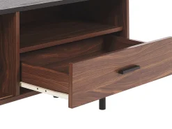 Movel De Tv Com 1 Gaveta E 1 Porta Em Madeira Escura E Preto Jose