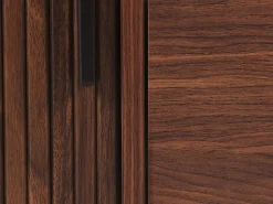 Movel De Tv Com 1 Gaveta E 1 Porta Em Madeira Escura E Preto Jose