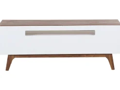 Movel De Tv Com 3 Gavetas Em Madeira Escura E Branco Syracuse