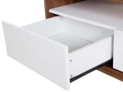 Movel De Tv Com 3 Gavetas Em Madeira Escura E Branco Syracuse