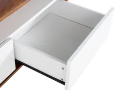 Movel De Tv Com 3 Gavetas Em Madeira Escura E Branco Syracuse