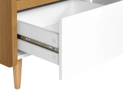 Movel De Tv Com 2 Gavetas Em Madeira Clara E Branco Custer