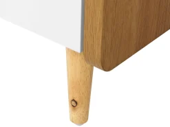 Movel De Tv Com 2 Gavetas Em Madeira Clara E Branco Custer