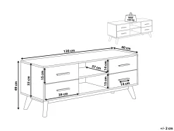 Movel De Tv Com 4 Gavetas E 2 Prateleiras Em Madeira Clara Florida