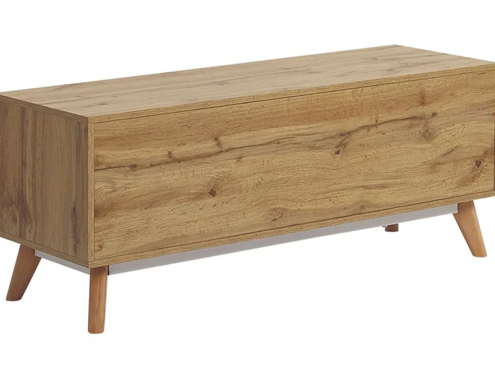 Movel De Tv Com 4 Gavetas E 2 Prateleiras Em Madeira Clara Florida