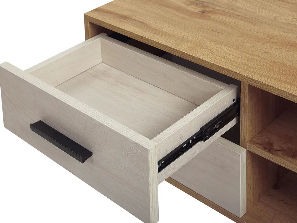 Movel De Tv Com 4 Gavetas E 2 Prateleiras Em Madeira Clara Florida