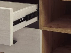 Movel De Tv Com 4 Gavetas E 2 Prateleiras Em Madeira Clara Florida