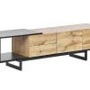 Movel De Tv Com 2 Gavetas E 2 Portas Em Madeira Clara E Preto Fiora