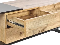 Movel De Tv Com 2 Gavetas E 2 Portas Em Madeira Clara E Preto Fiora