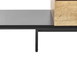 Movel De Tv Com 2 Gavetas E 2 Portas Em Madeira Clara E Preto Fiora