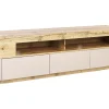 Movel De Tv Com 3 Gavetas E 2 Prateleiras De Madeira Clara E Creme Antonio