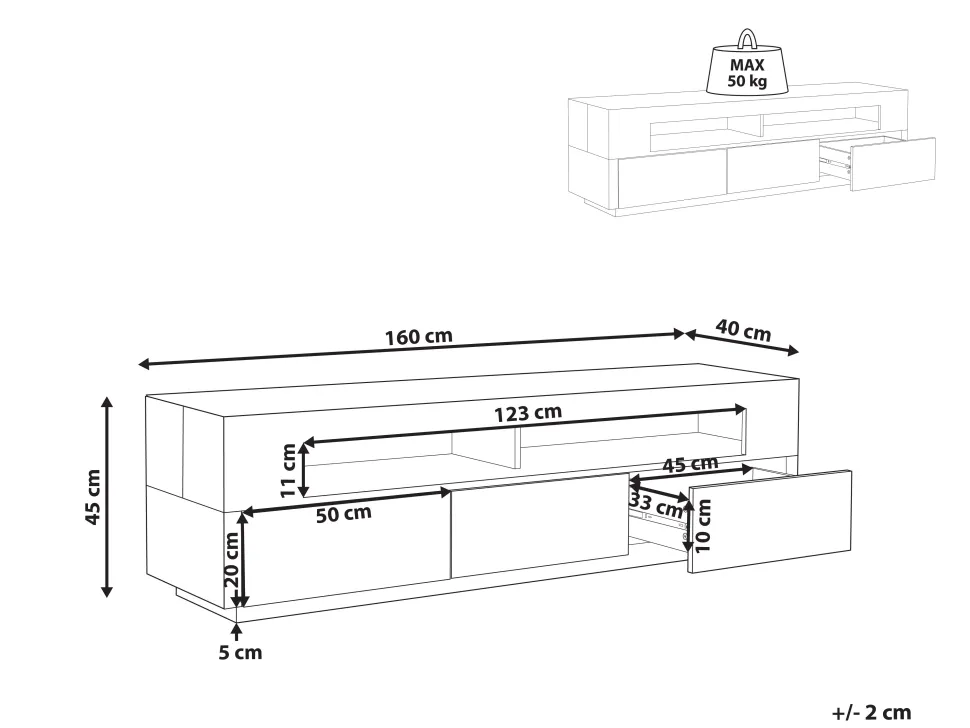Movel De Tv Com 3 Gavetas E 2 Prateleiras De Madeira Clara E Creme Antonio