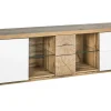 Movel De Tv Com 2 Gavetas E 1 Porta Em Madeira Clara E Branco Farada