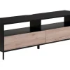 Movel De Tv Com 2 Gavetas Em Madeira Clara E Preto Sydney