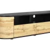 Movel De Tv Com 2 Gavetas E 2 Portas Em Madeira Clara E Preto Jerome