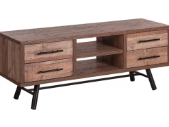 Movel De Tv Com 4 Gavetas E 2 Prateleiras Em Madeira Clara Atlanta