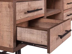 Movel De Tv Com 4 Gavetas E 2 Prateleiras Em Madeira Clara Atlanta