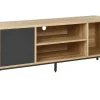 Movel De Tv Com 1 Porta Em Madeira Clara E Cinzenta Moines